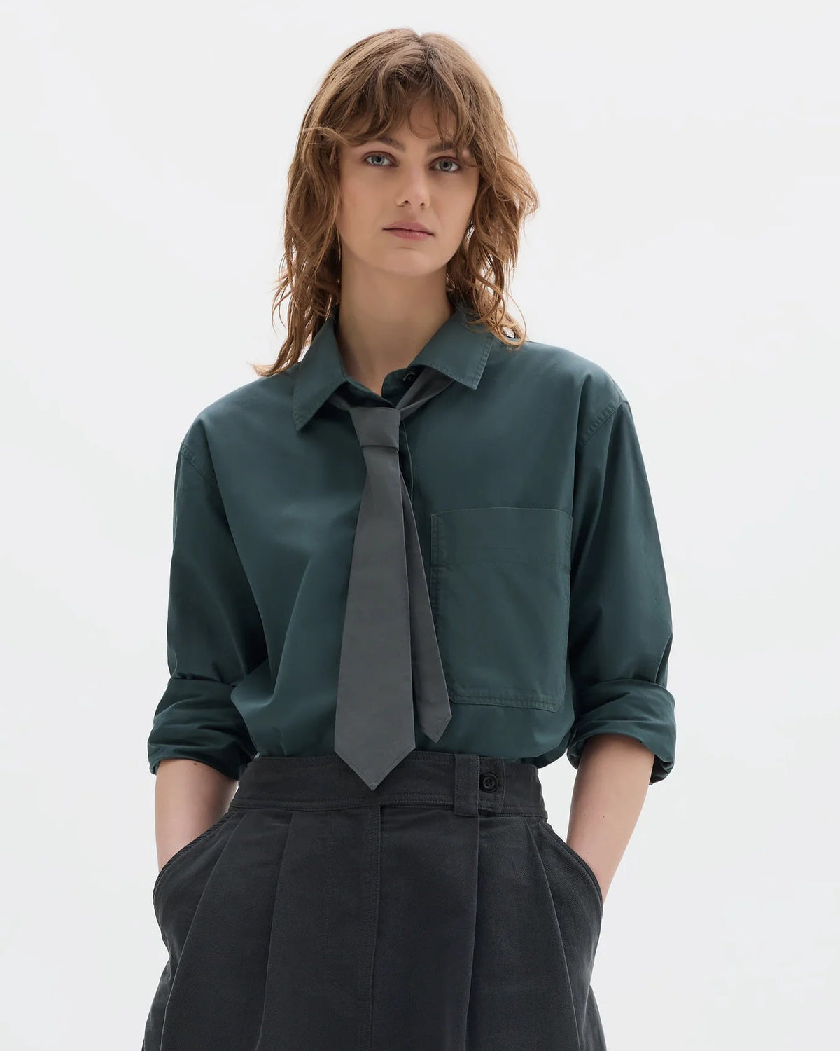 MHL. / Tie Sanded Cotton Poplin / STORM
