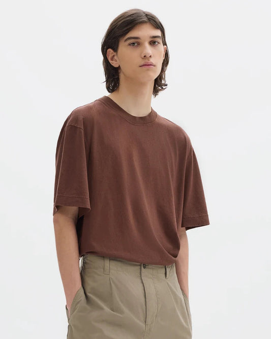 MHL. Simple T-Shirt Cotton Linen Jersey Chestnut
