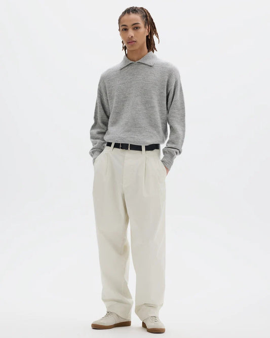 MHL. Stitch Pleat Trousers Soft Dense Cotton Chalk