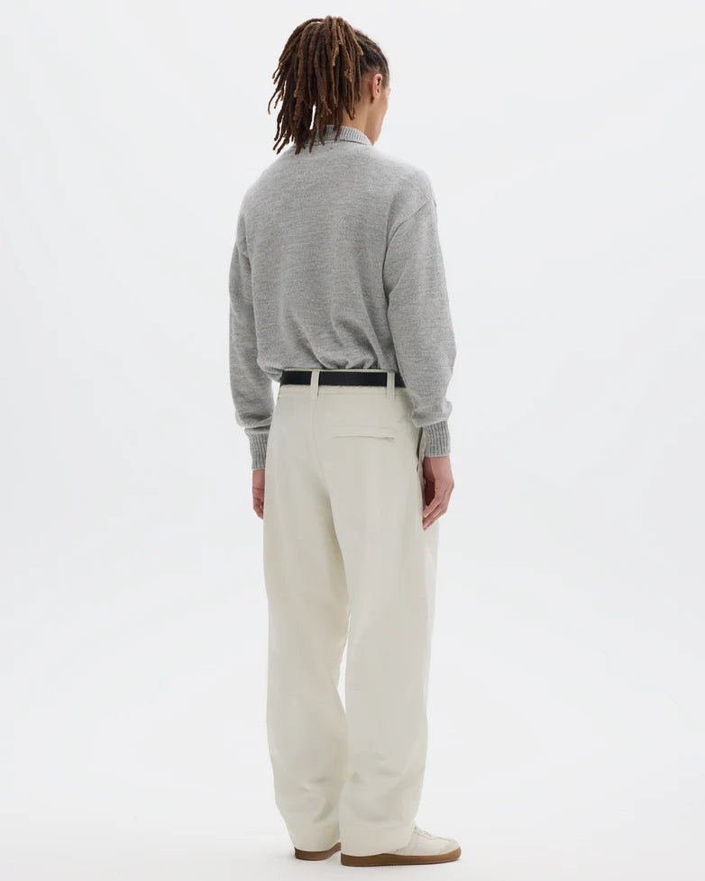 MHL. Stitch Pleat Trousers Soft Dense Cotton Chalk
