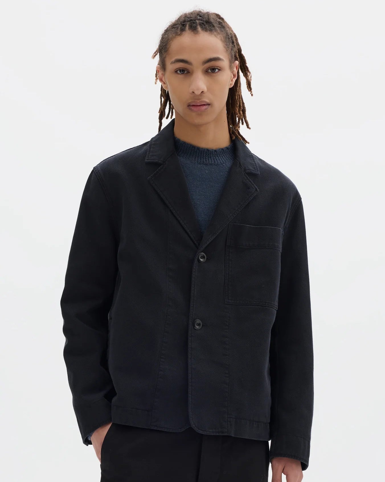 MHL. Minimal Blazer Raised Cotton Drill Black
