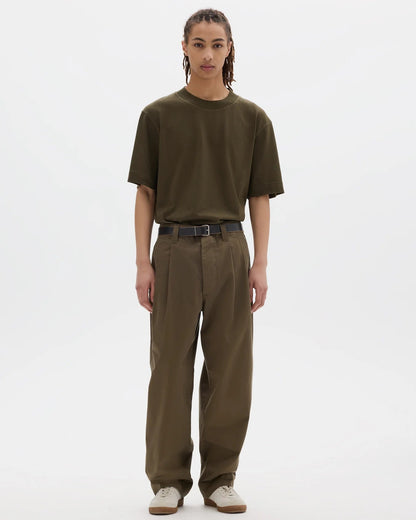 MHL. Stitch Pleat Trousers — relaxed double-pleat trousers in organic cotton, corozo buttons, Vislon zip pocket. Made from 100% organic cotton. | oldpinetreeswear