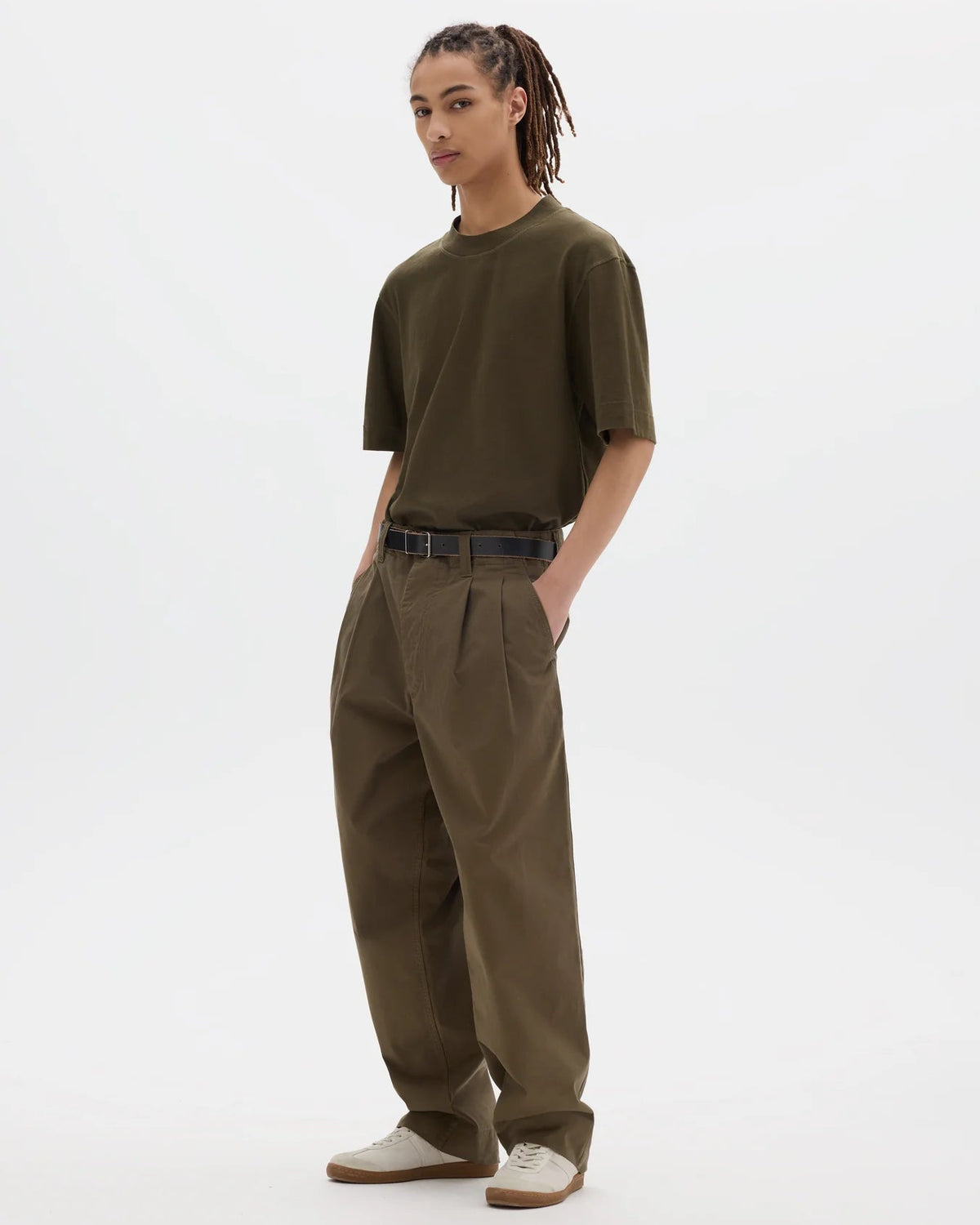 MHL. Flatlock Crew Neck Top — relaxed slouchy jersey crew with rib neck, flatlock stitch seams, washed finish. 100% cotton. | oldpinetrees