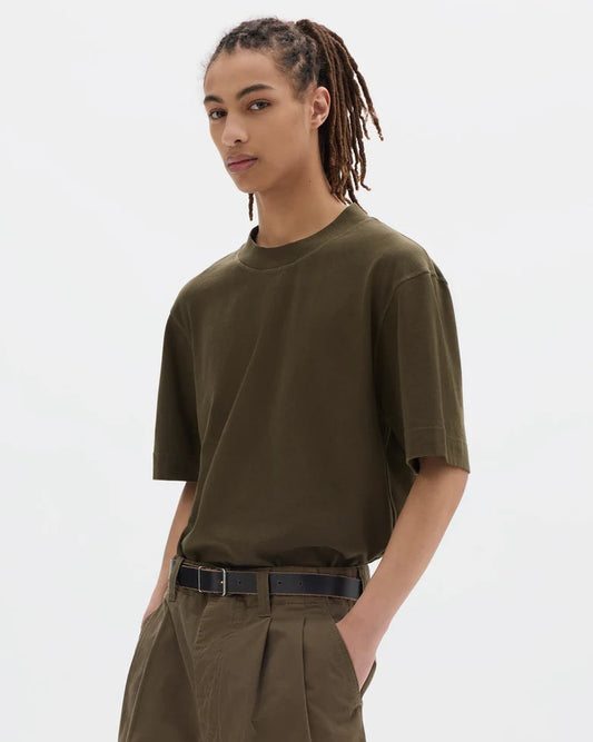 MHL. Flatlock Crew Neck Top Matte Jersey Olive