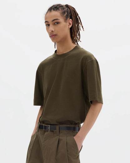 MHL. Flatlock Crew Neck Top — relaxed slouchy jersey crew with rib neck, flatlock stitch seams, washed finish. 100% cotton. | oldpinetrees
