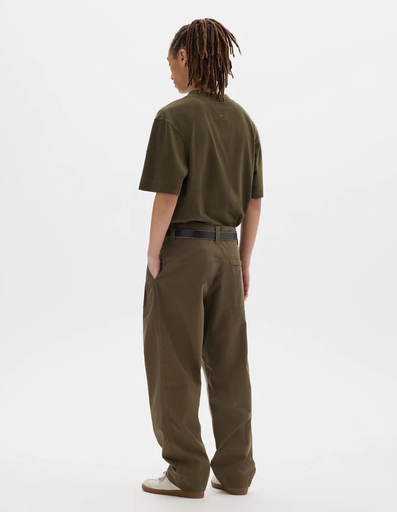 MHL. Stitch Pleat Trousers Soft Dense Cotton Khaki