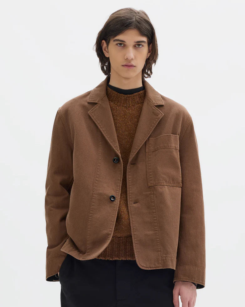 MHL. Minimal Blazer Raised Cotton Drill Tobacco