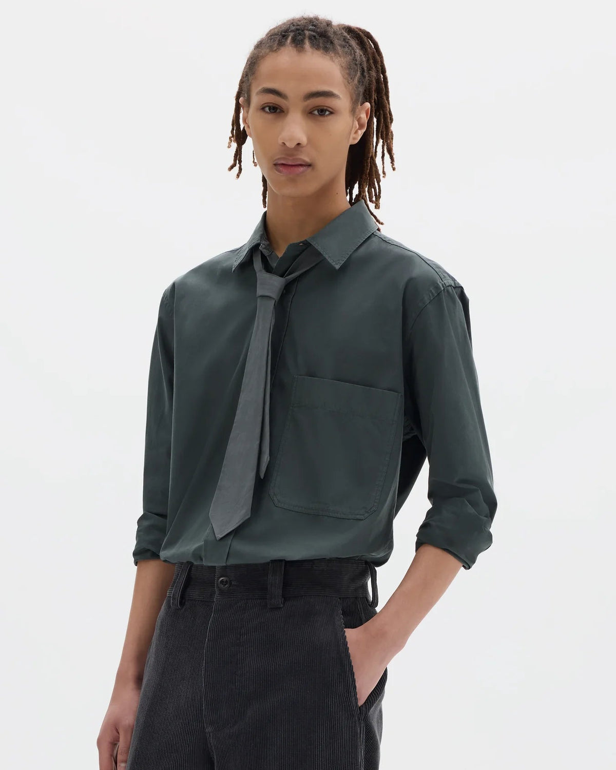 MHL. / Tie Sanded Cotton Poplin / STORM