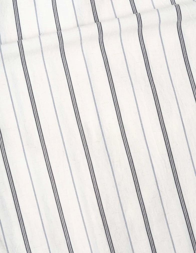 MHL. Overall Shirt Japanese Wide Stripe Cotton Blend Off White / Navy