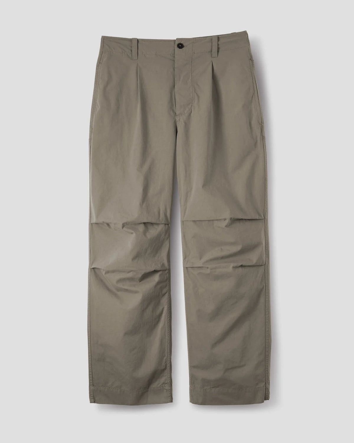MHL. Parachute Trousers — relaxed-cut cotton poplin with pleated knee detailing, corozo buttons, drawstring waist. 100% cotton, made for movement. | oldpinetreeswear
