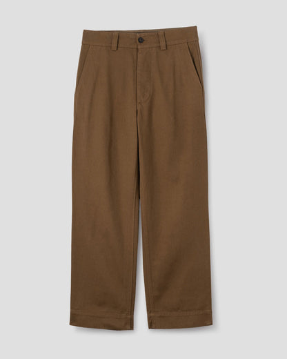 MHL. Simple Trousers — regular-cut heavyweight cotton drill trousers with corozo buttons, welt pockets. 100% cotton, colours exclusive to MHL.