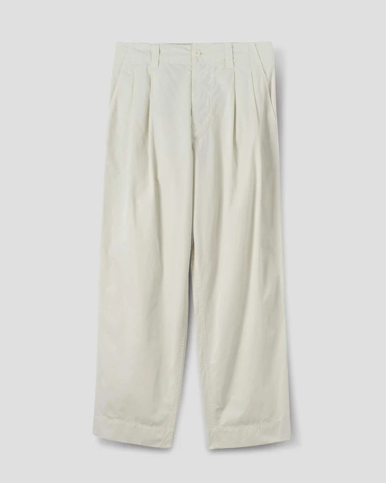 MHL. Stitch Pleat Trousers Soft Dense Cotton Chalk